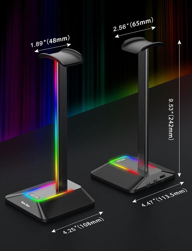 New Bee Headphone Stand with RGB Lighting, Sturdy Aluminum Gaming Headset - Image 5
