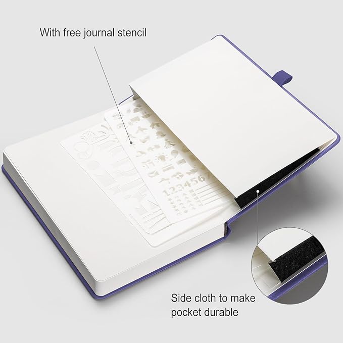 AHGXG Bullet Dotted Journal - 320 Numbered Pages Dot Grid Notebook A5 Thick Journal, 100gsm Thick Dotted Paper, Leather Hardcover,Inner Pocket, 5.75'' × 8.38''-Light Purple-DeskLoop Office