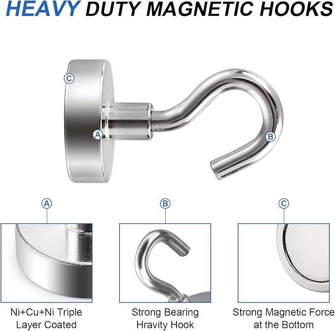 LOVIMAG Magnetic Hooks, 30lbs Strong Magnetic Hooks - Image 6