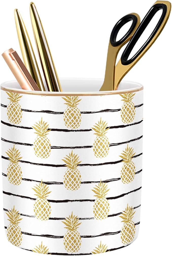 Cute Pineapple Pencil Holder for Desk, Large Capacity Colored Pen Cup Holder by WAVEYU