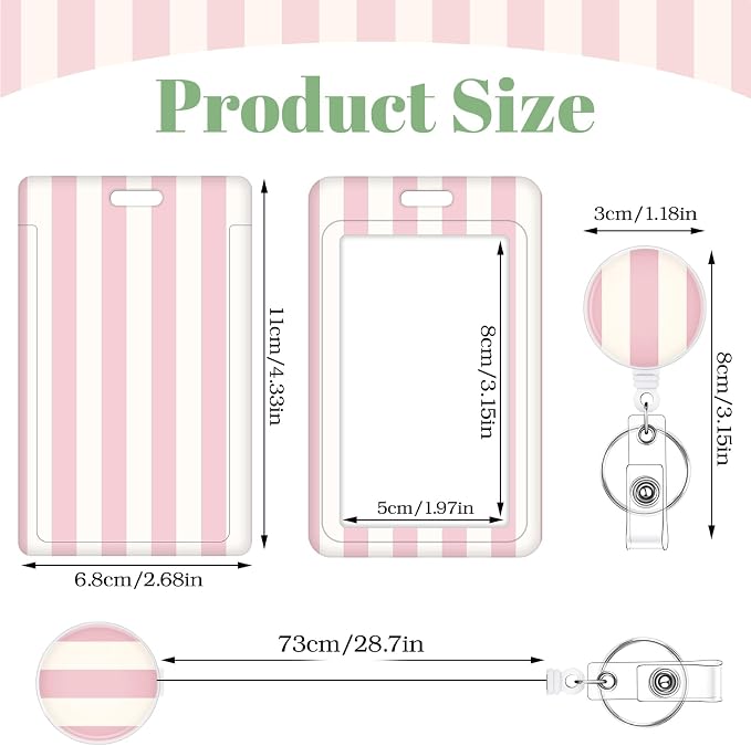 3 Set Badge Holder Retractable Reel Stripes ID Badge Holders - Image 2