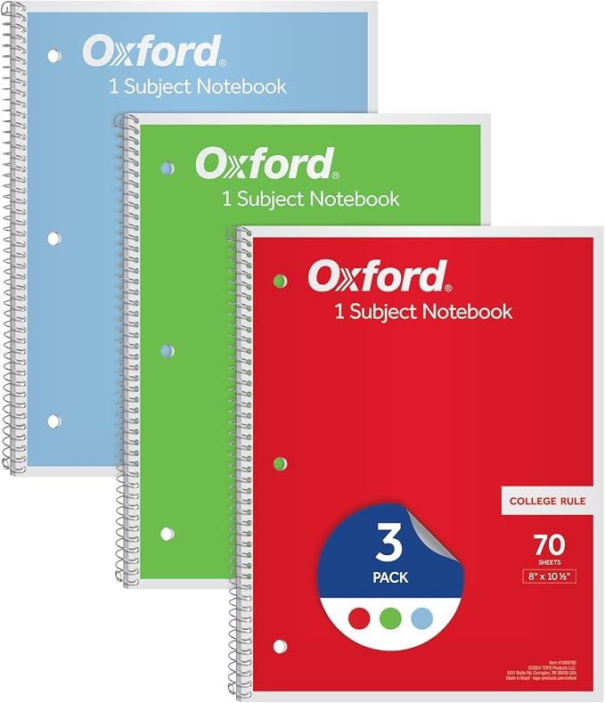 Oxford 1-Subject Notebooks, Notebooks by Oxford