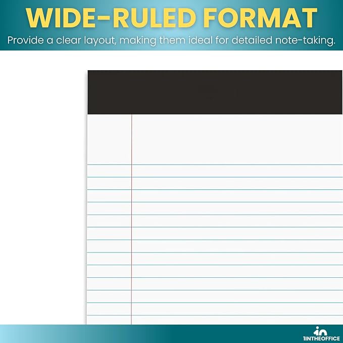 1InTheOffice Writing Pads 8.5 x 11, Wide Ruled Note Pads, Letter Size Writing - Image 3