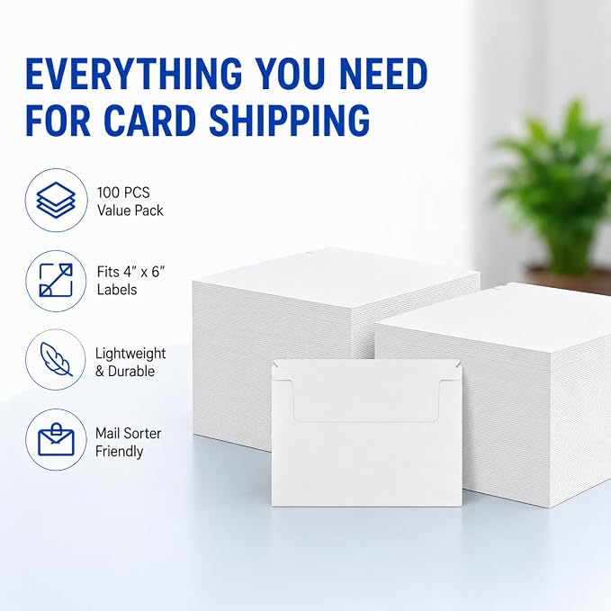 100 Pack Card Shipping Envelopes 7 x 4.35 Inches Trading Card Mailers, Self - Image 7