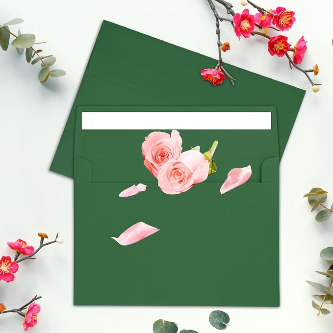 50Packs A7 Green Envelopes 5x 7Inch Card Envelopes, Self Seal - Image 7