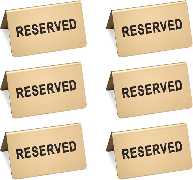 Stainless Steel Reserved Table Sign, 2.36 x 3.94 Inch Tent-Style Signs by Kaimex