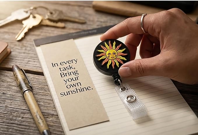 Retractable Sun Badge Reel Clip – Decorative Polycarbonate ID Holder - Image 5