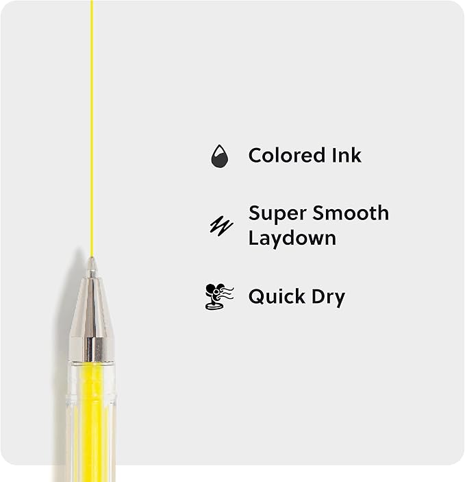 U Brands Metallic Gel Pens, Set of 60, Assorted Point Sizes, Glitter, Pastel, Neon and Classic Assorted Colors