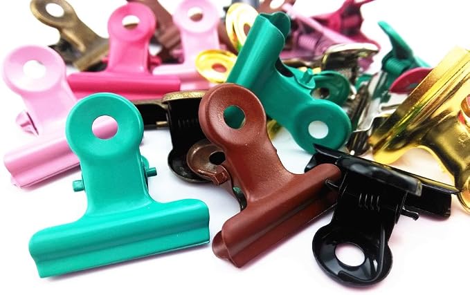 yueton 20pcs Mixed Color Metal Bulldog Clips, Utility Paper Clips, Hinge Clips - Image 2