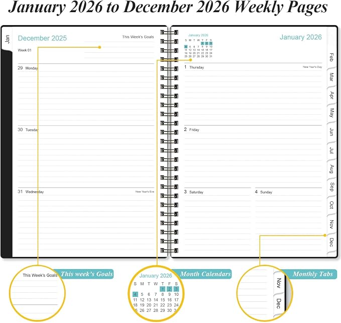 2026 Planner - Planner 2026 from January 2026 - December 2026, Weekly & Monthly - Image 3