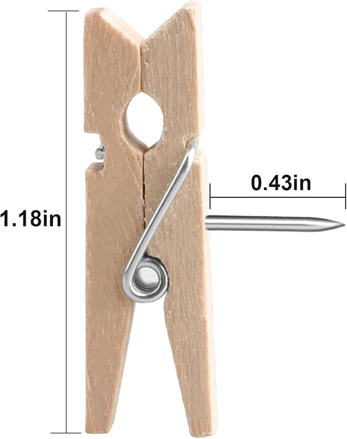 Wooden Push Pin Clips 50 Pcs, Pin Clips Creative Paper Clips - Image 3