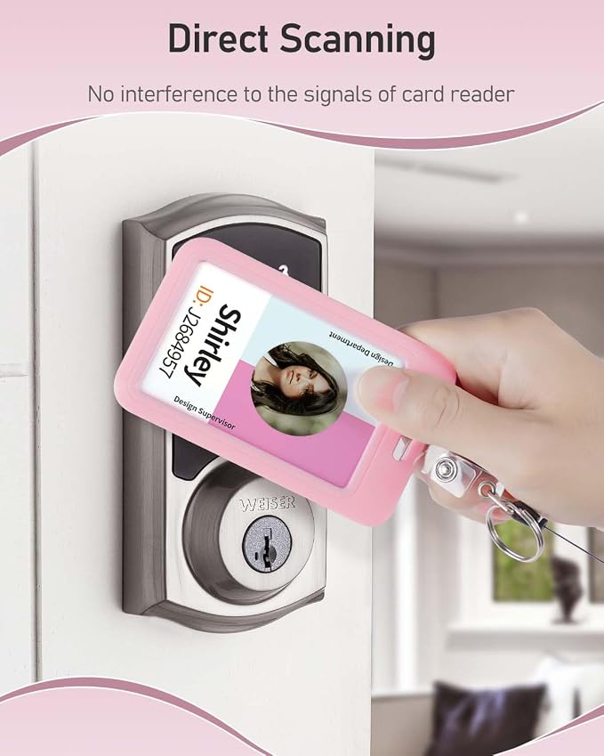 Uniclife 3 Pack Sliding ID Badge Holder Hard Pink Vertical Plastic Card Case - Image 3