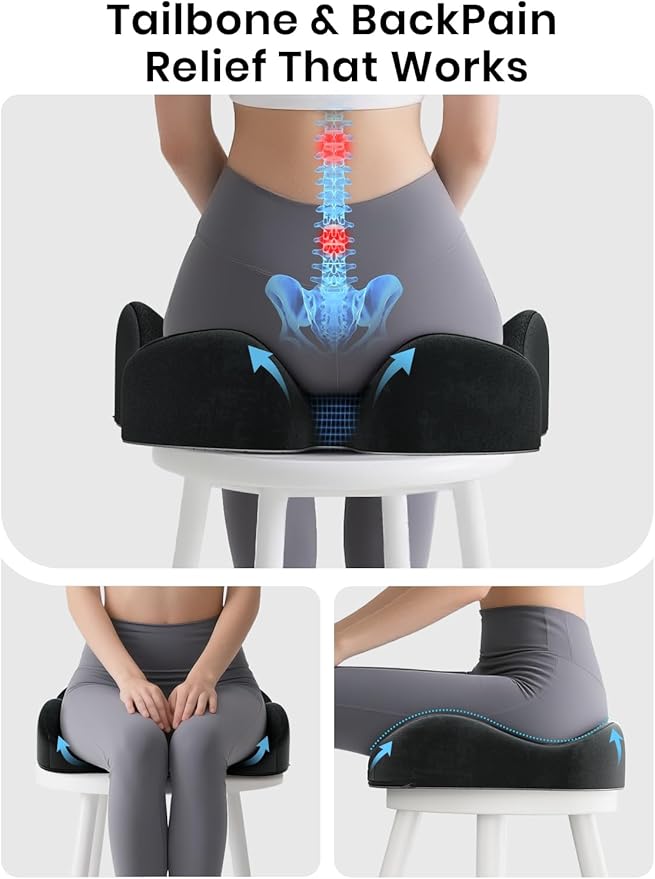 Benazcap Seat Cushion - Memory Foam Office Chair Cushion Seat Pad - Sciatica & Lower Back Pain Relief - Car Seat Cushions for Driving Seat Cushions-DeskLoop Office