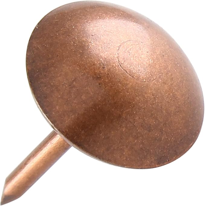 Piutouyar 200 Pcs Copper Upholstery Tacks Antique Metal Thumb Tacks Round Head - Image 3