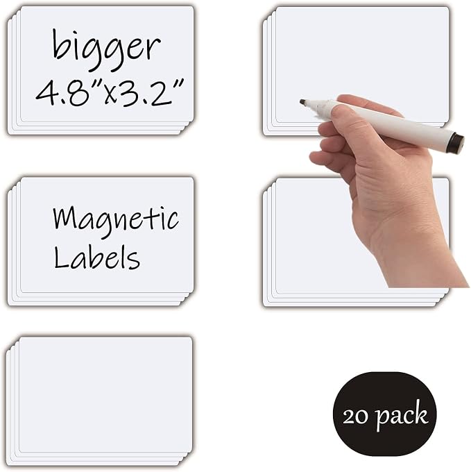 STTMGN Dry Erase Big Magnetic Labels, Large Write On Magnets Name Plates Sticker - Image 5