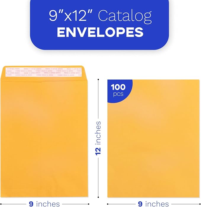 9x12 Manila Envelopes Self Seal 100 Pack, Goefun Yellow Brown Large Catalog - Image 3