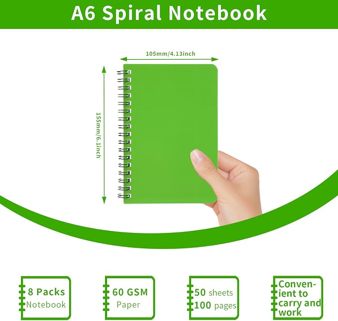 8Pack Small Spiral Notebook 4.2"x 6.1" Pocket Notepad | small notebook is easy - Image 3