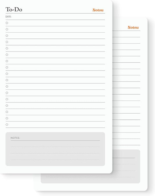 Notsu To Do List Notepad 2pk | Premium Thick Paper 120g | Daily Desk To Do List by Notsu