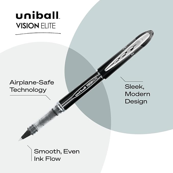 uni-ball Vision Elite Rollerball Pens Fine Point Micro Tip, 12 Pack - Image 3