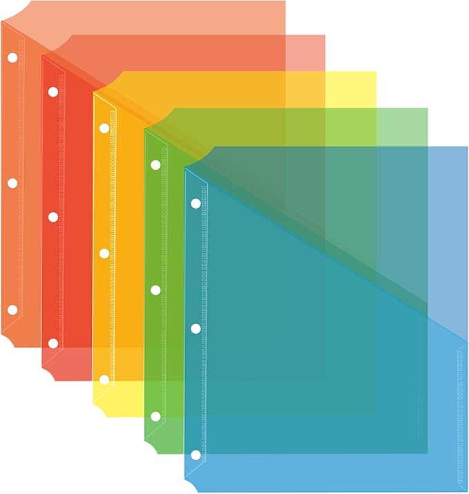 Seashell 25 Pack Poly Translucent Slash File Jacket, 3 Hole Punch Binder by Seashell