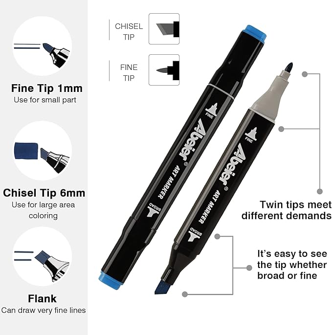 120 Colors Alcohol Markers Set, Dual Tips Blender Art Markers for Drawing, Permanent Sketch Marker for Kids adult coloring, Alcohol Based Marker, Adults Coloring and Artist Illustration.-DeskLoop Office