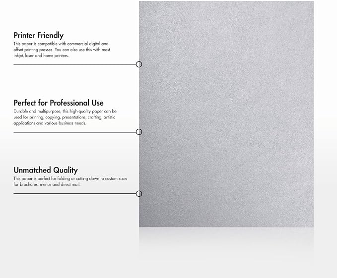 LUXPaper 8.5" x 11" Paper | Letter Size | Silver Metallic | 80lb. Text | 50 Qty - Image 8