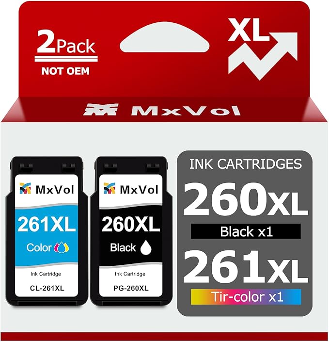 260XL 261XL Replacement for Canon Ink 260 and 261 Ink Cartridges PG-260 XL CL-261 XL for Canon Pixma TS6420a TS6420 TS6400 TR7020a TR7020 TR7000 TS5300 TS5320 Printer Ink Cartridge (1 Black,1 Color)-DeskLoop Office