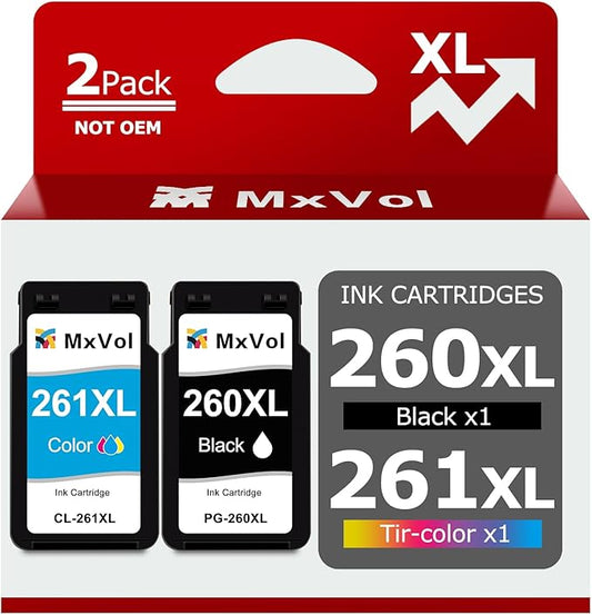 260XL 261XL Replacement for Canon Ink 260 and 261 Ink Cartridges PG-260 XL CL-261 XL for Canon Pixma TS6420a TS6420 TS6400 TR7020a TR7020 TR7000 TS5300 TS5320 Printer Ink Cartridge (1 Black,1 Color)-DeskLoop Office