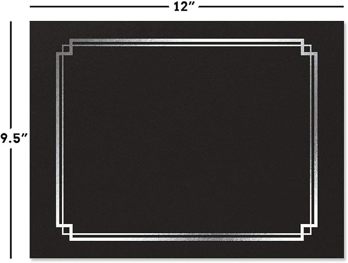 Classic Black & Silver Certificate Folders- Packs 25, Linen Cover 80 lb. Stock - Image 2
