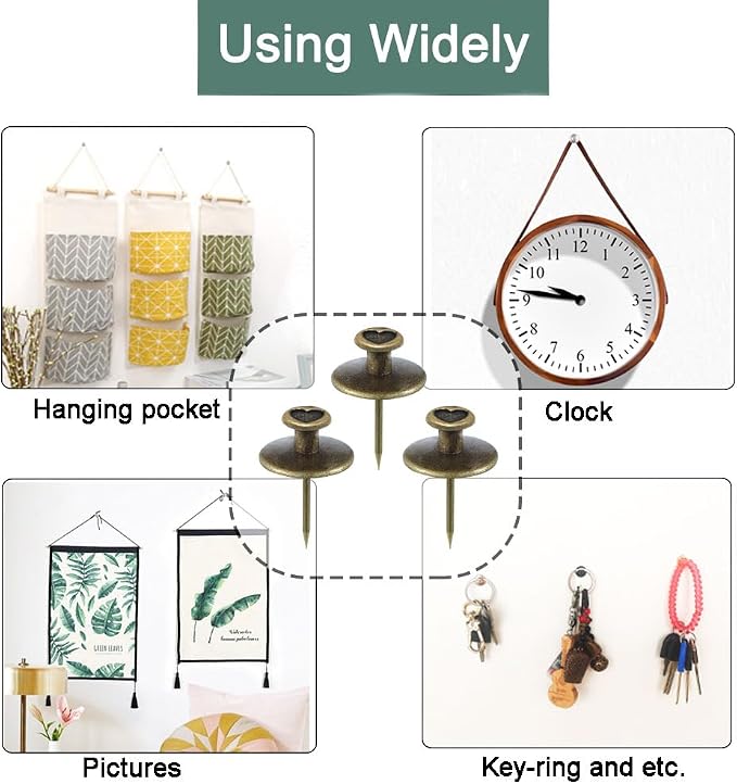 50 PCS Push Pins Picture Hanger Hooks, Double Headed Nails Push Pin Thumbtacks - Image 2
