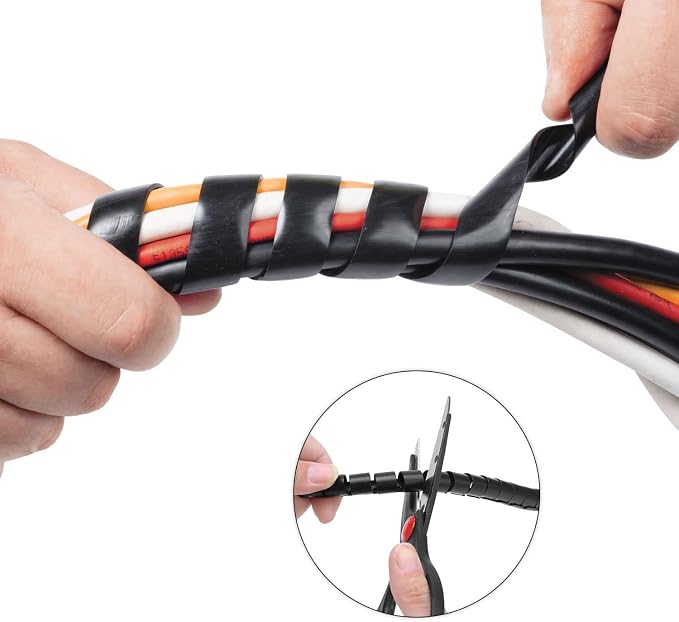 Spiral Cable Wrap - 25 Ft 3/8" Spiral Wire Wrap Cord Covers Bundle Sleeve Hose - Image 3
