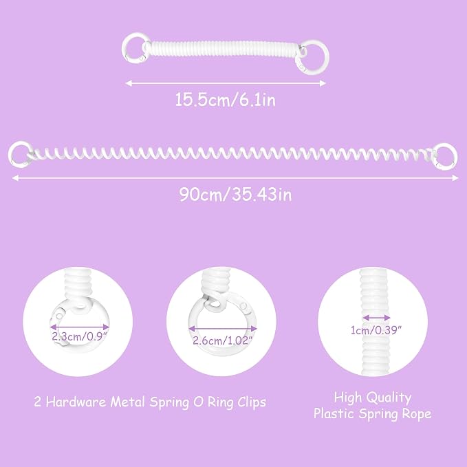 ID Badge Holder with Keychain, Spring Rope, and Metal Ring – Slide-Open Plastic - Image 4