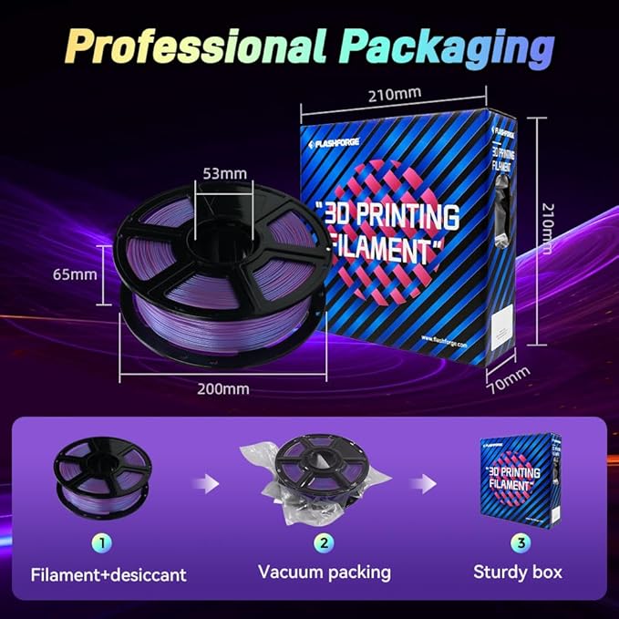 FLASHFORGE Chameleon Gradient Rapid PLA Filament Blue & Pink, High Flow Speedy Filament 1.75mm Max 500mm/s Fast Printing, Displays Shimmering Effects from Various Angles and Light-DeskLoop Office