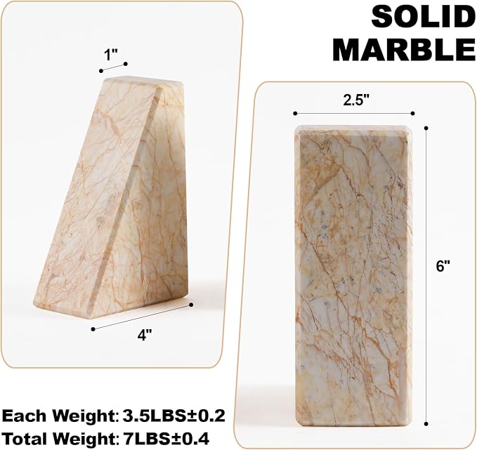 Marble Bookends，Natural Decorative Bookend - Image 6