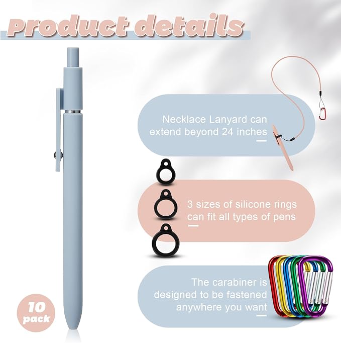 Lewtemi 10 Sets 24 Inch Pen Leash Pen Silicone Lanyard Holder - Image 4