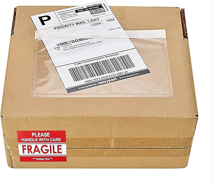 LabelMore 500 pcs 6" x 9" Clear Plastic Adhesive Packing List Envelope Mailing - Image 5