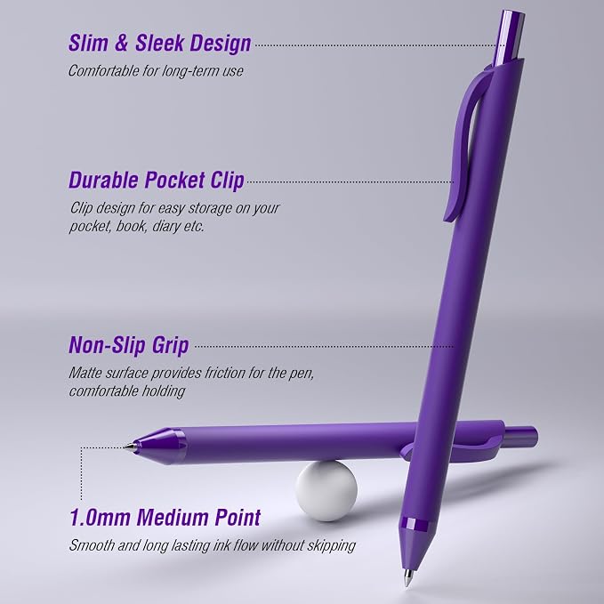 50 Pack Purple Ink Pens - Image 2