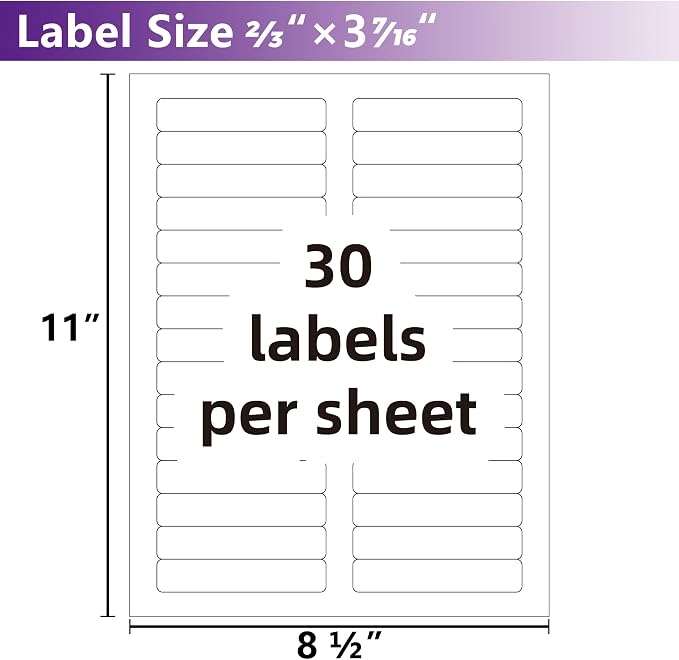 File Folder Labels, 750 Labels 1/3 Cut, Self Adhesive Labels, Printable - Image 2