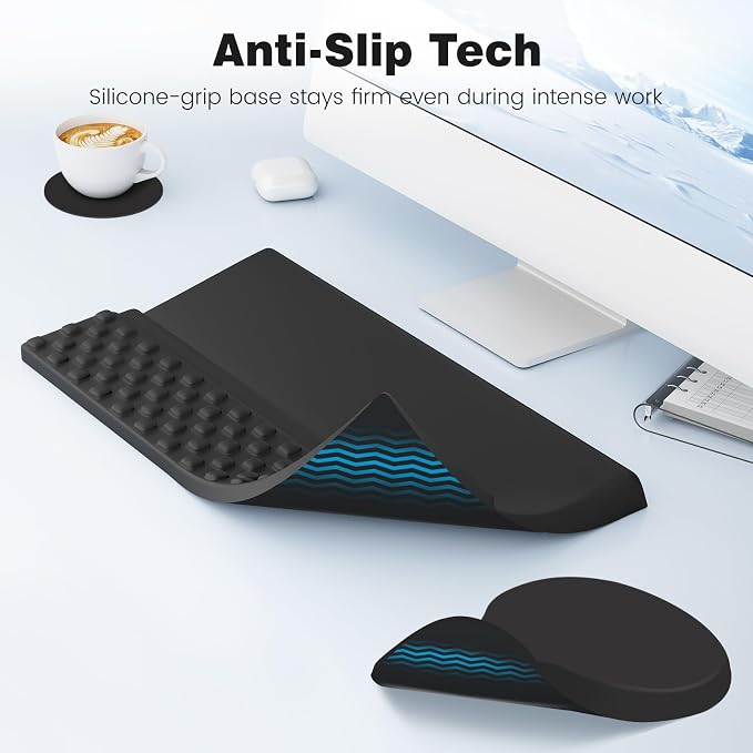 Ospelelf Ergonomic Mouse Pad and Keyboard Stand Wrist Rest Set, Memory Foam - Image 5