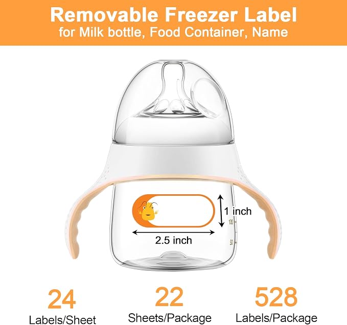 528 Pcs 1 x 2.5 Inch Baby Milk Bottle Labels Writeable, Removable Freezer Labels - Image 2