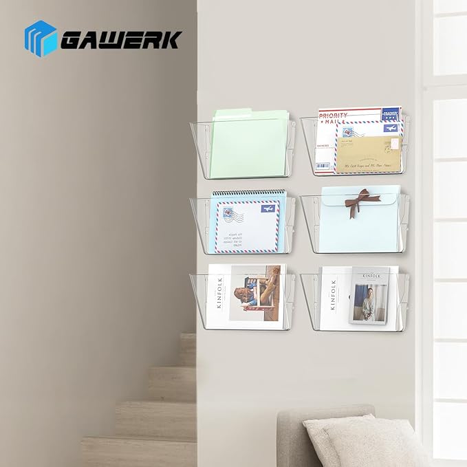 Gawerk Clear Acrylic Single Pocket, Plastic Hanging Wall Mount File Holder - Image 6