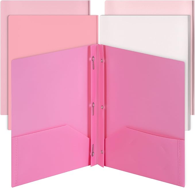 Mr. Pen- Plastic Folders with Pockets and Prongs, 5 Pack, Letter Size | File by MrPen