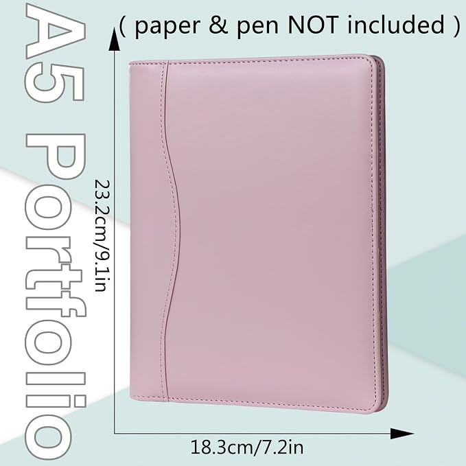Leather Portfolio Binder 5 x 8, Mini Soft Leather Padfolio A5 Business Binder - Image 3