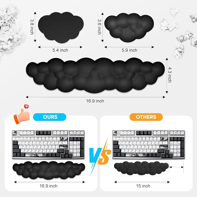JIKIOU Upgrade Leather Cloud Keyboard Wrist Rest, Cloud Wrist Rest - Image 3