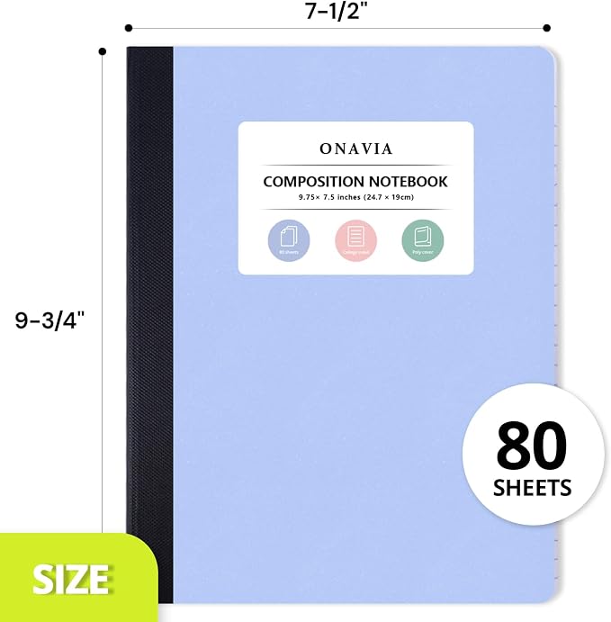 ONAVIA Plastic Composition Notebook College Ruled, 160 Pages, 9.75 x 7.5 in - Image 7