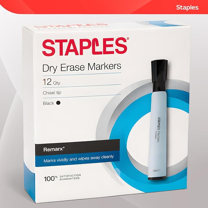 STAPLES Low Odor Dry Erase Markers, Chisel Tip, 12 Pack – Remarx Bold - Image 7