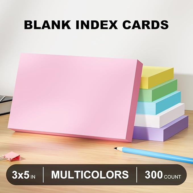 300 Count Blank Index Cards 3x5 Notecards Flashcards - Image 2