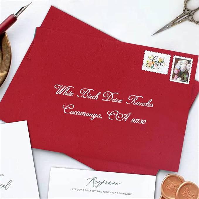 A7 Red Invitation 5x7 Envelopes 100 Pack- Self Seal, Square Flap, invitations - Image 5