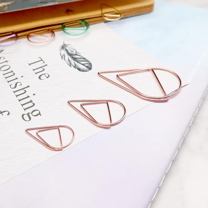 DEEDYGO 250 PCS Rose Gold Teardrop Paper Clips, 1 Inch | Cute Drop-shaped - Image 3