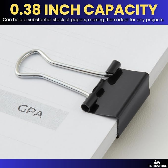 1InTheOffice Small Binder Clips, Paper Clamps, 144 Pack - Image 3